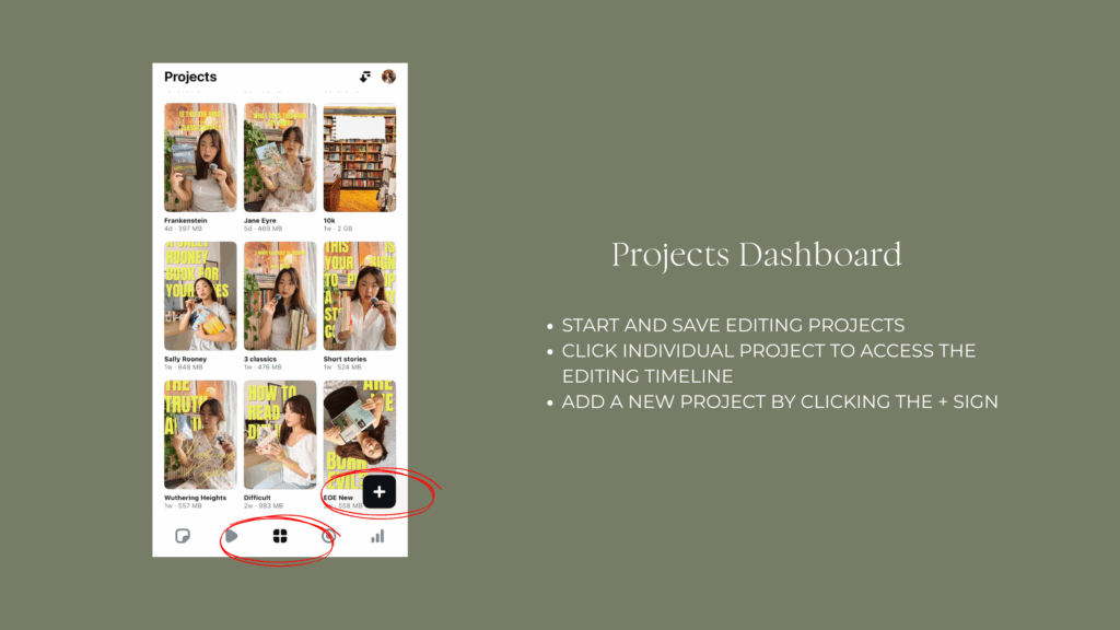 Project dashboard on Instagram Edits