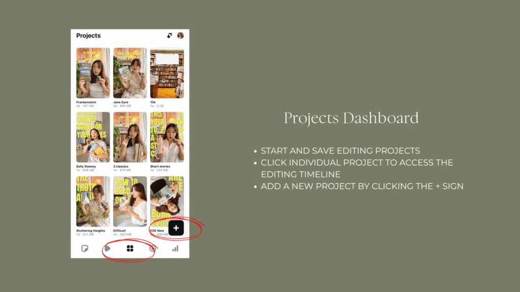 Project dashboard on Instagram Edits